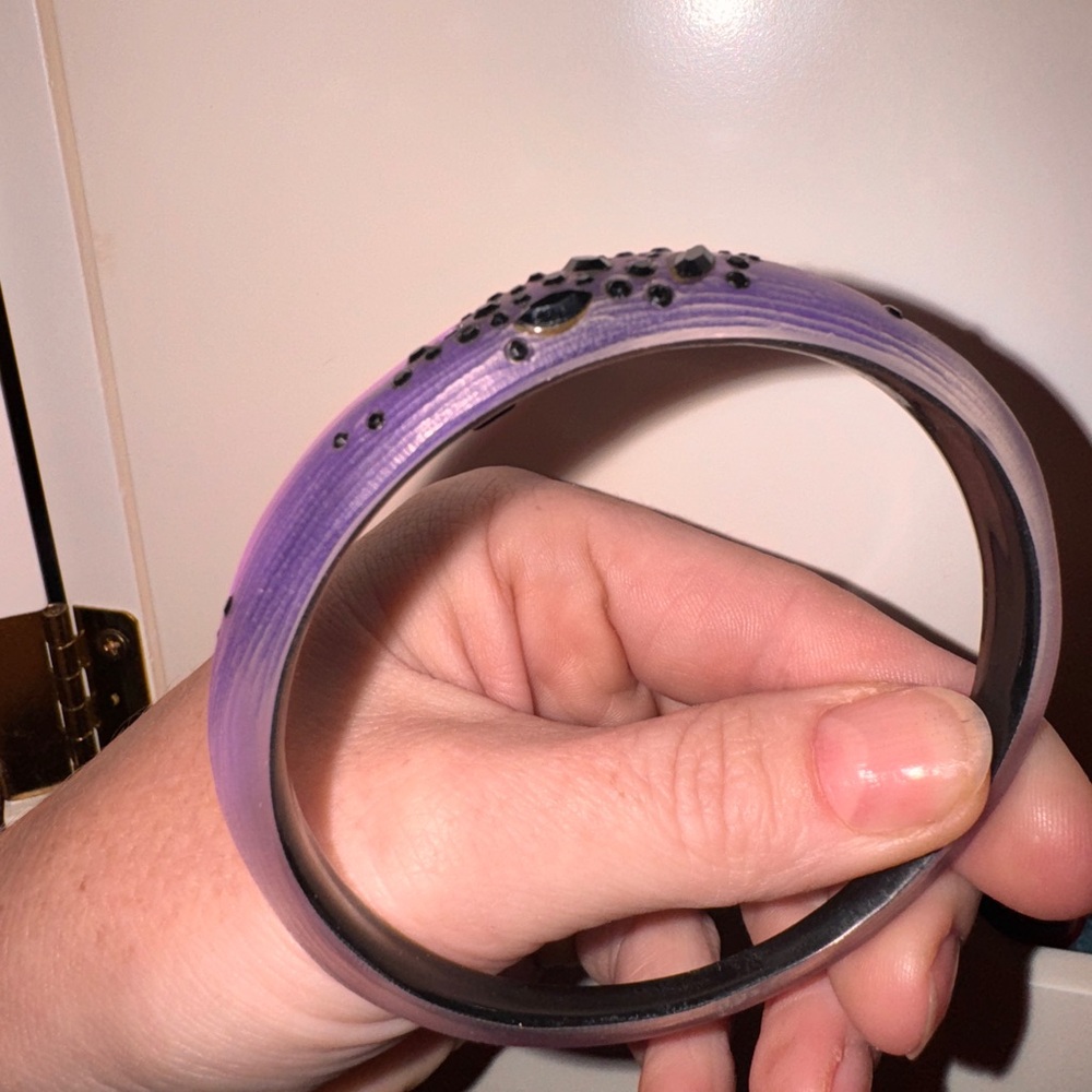 Alexis Bittar Lavender Lucite with Crystals Bangle Bracelet - Picture 5 of 6